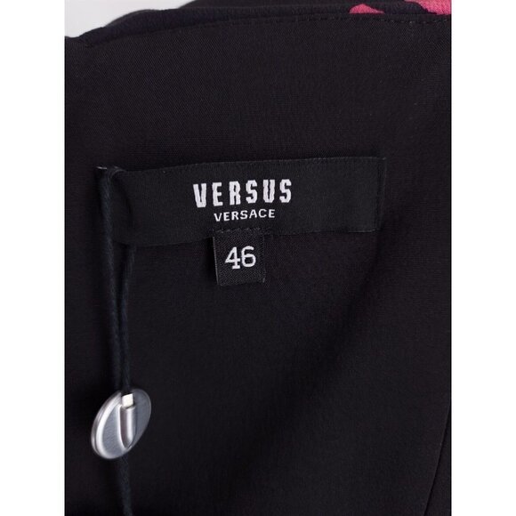 VERSUS VERSACE New 46 US 10 Strapless Floral-print Silk-crepe Mini Dress Black - Picture 14 of 15